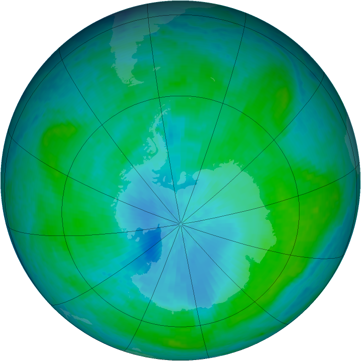 Antarctic ozone map for 09 February 2003